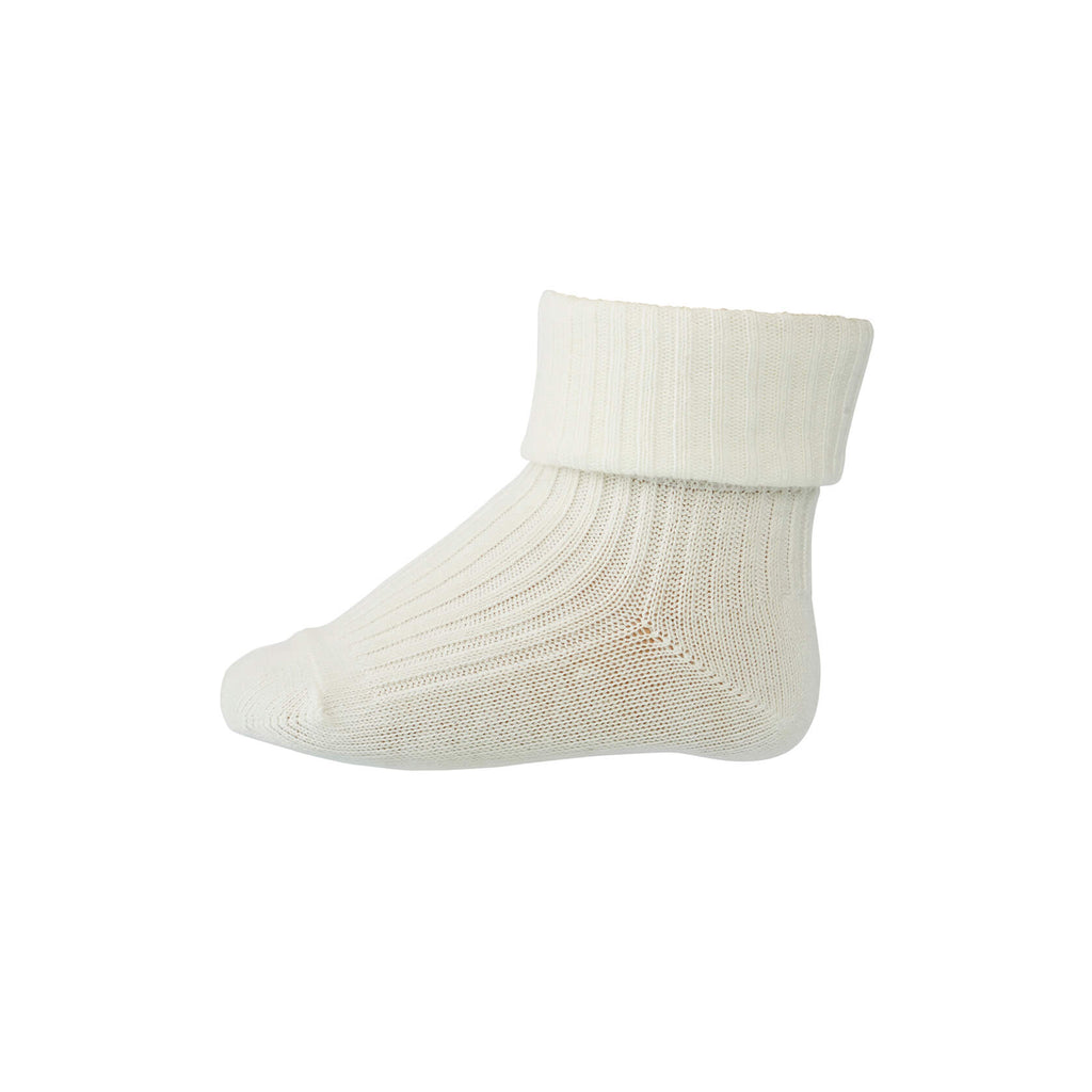Cotton Rib Ankle Socks in White by MP Denmark