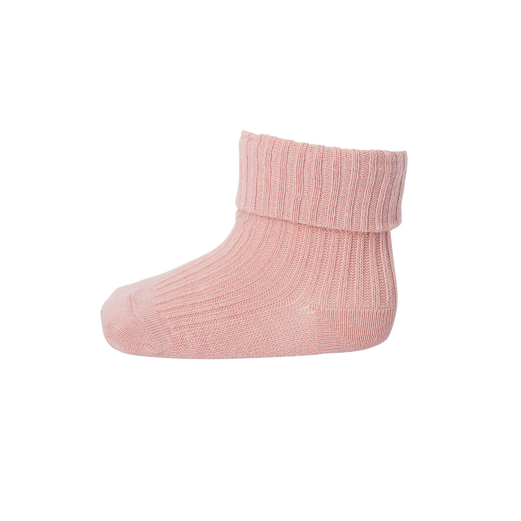 Cotton Rib Ankle Socks in Peach Rose by MP Denmark
