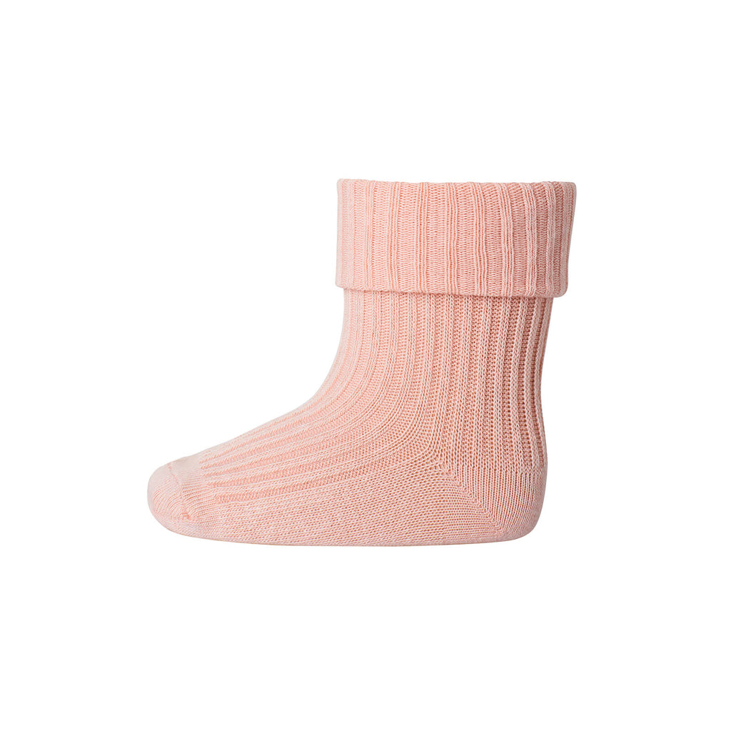 Cotton Rib Ankle Socks in Soft Coral by MP Denmark