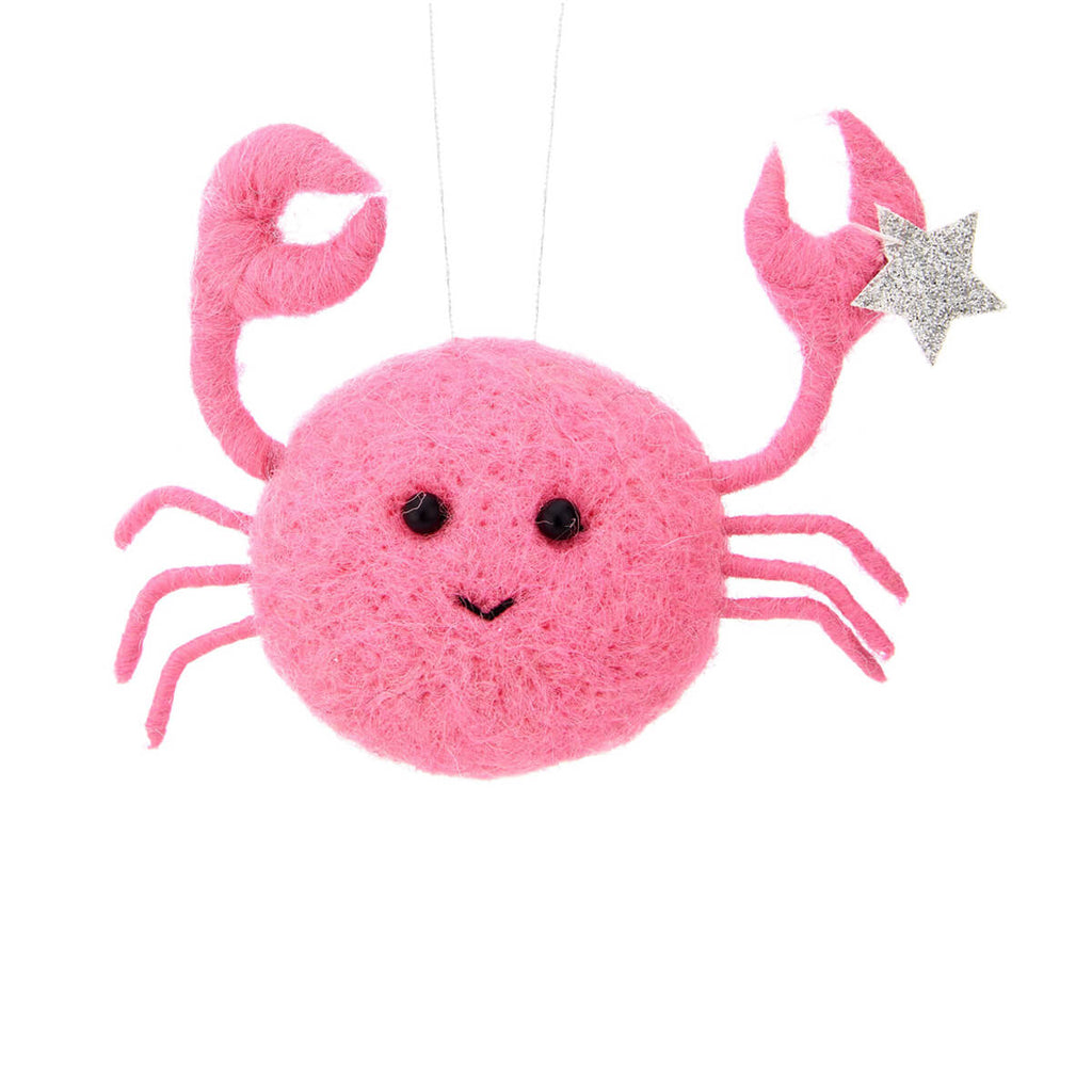 Pink Crab Hanging Christmas Felt Decoration by Sass & Belle