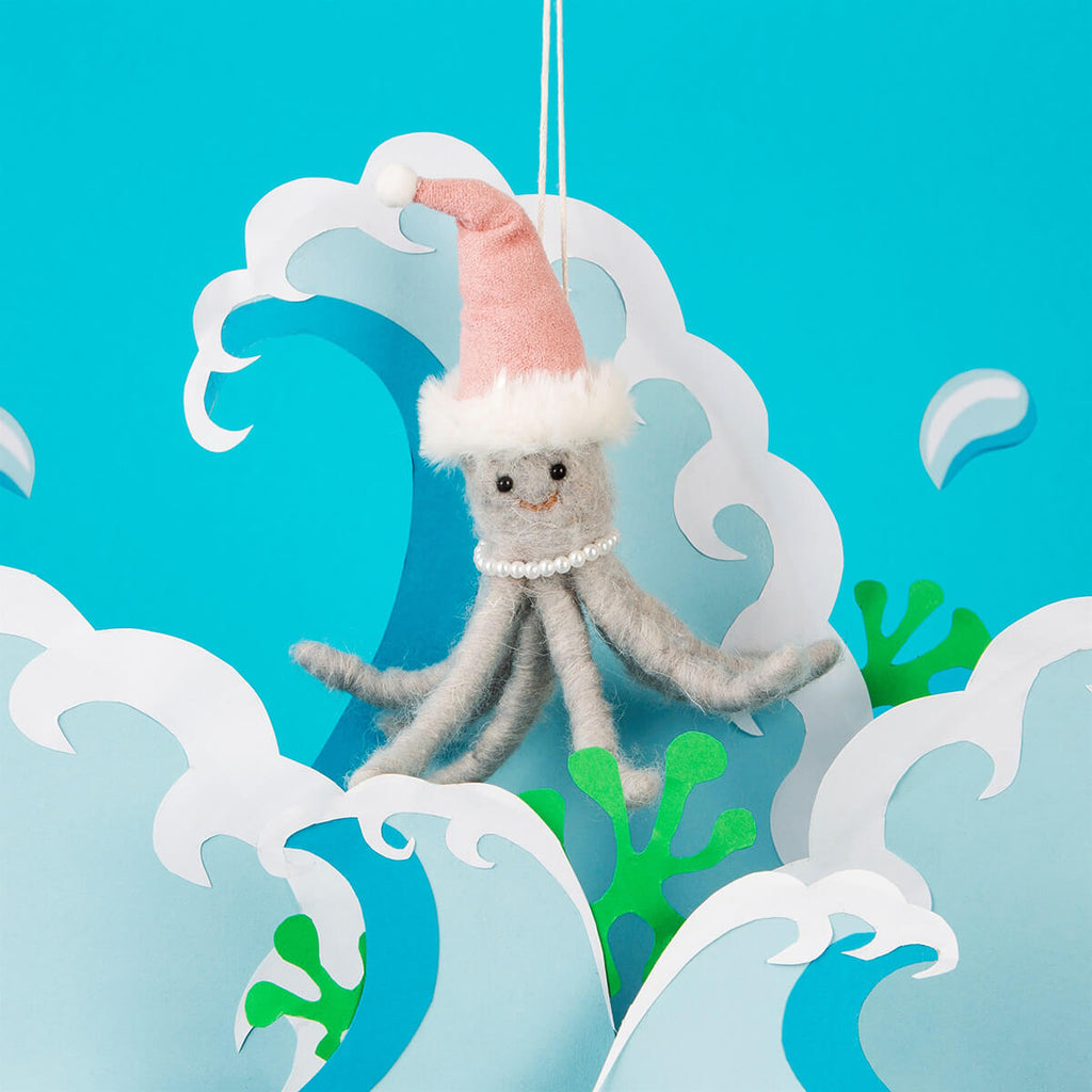 Octopus Lady Hanging Christmas Felt Decoration by Sass & Belle