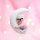 Sloth On The Moon Hanging Christmas Felt Decoration by Sass & Belle