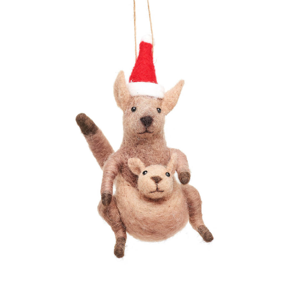 Kangaroo and Baby Joey Hanging Christmas Felt Decoration by Sass & Belle