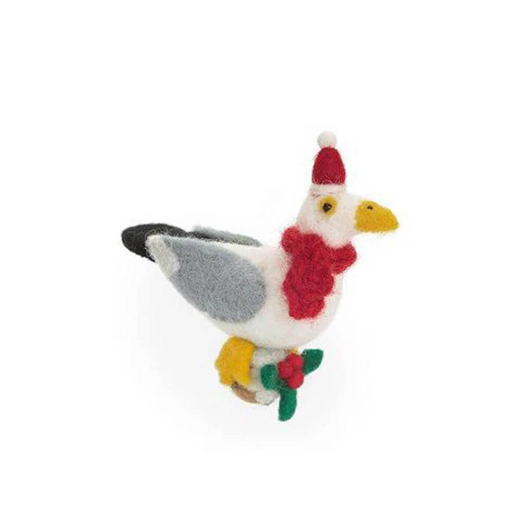 Seagull With Christmas Pudding Hanging Christmas Decoration by Amica