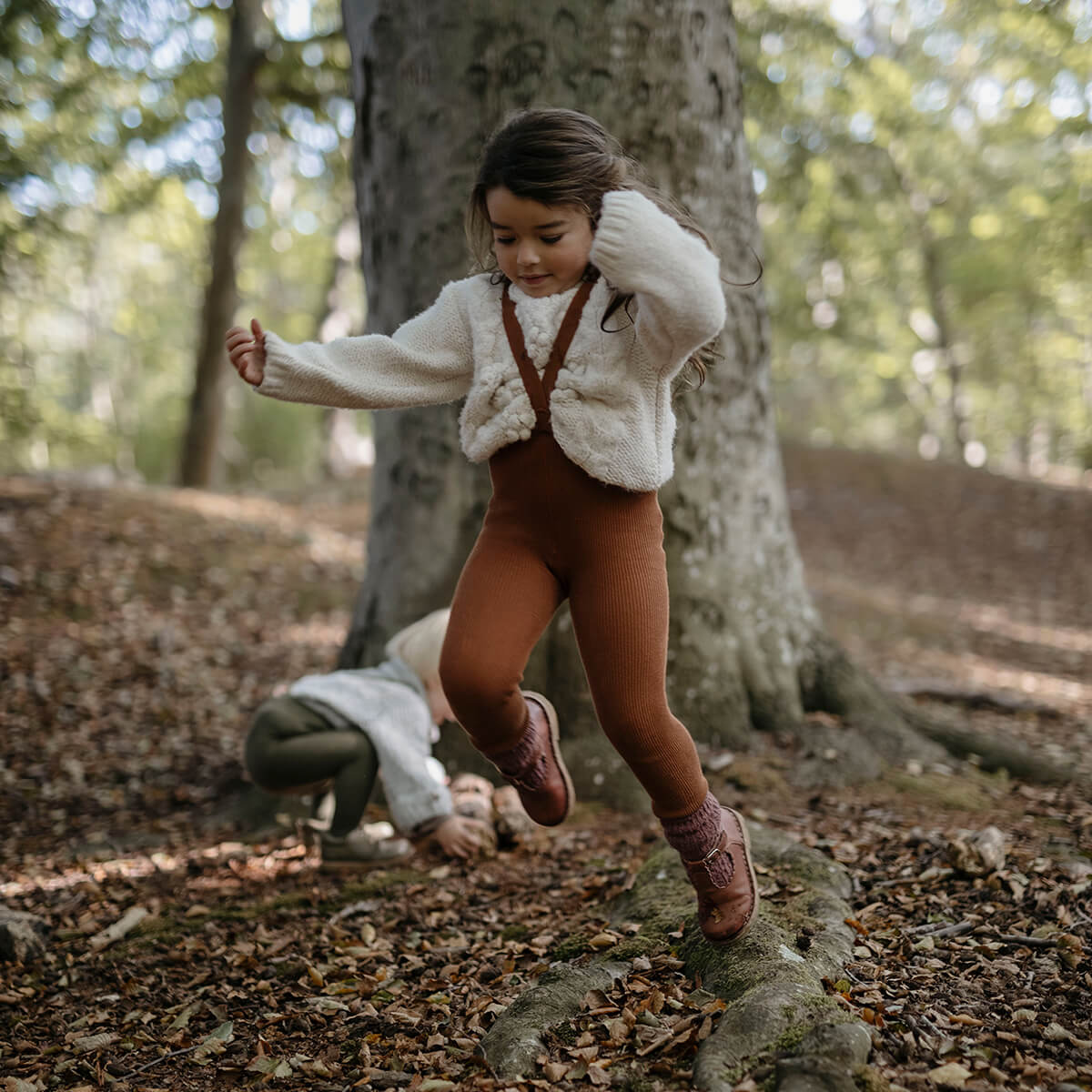 Footed Tights With Braces in Cinnamon by Silly Silas