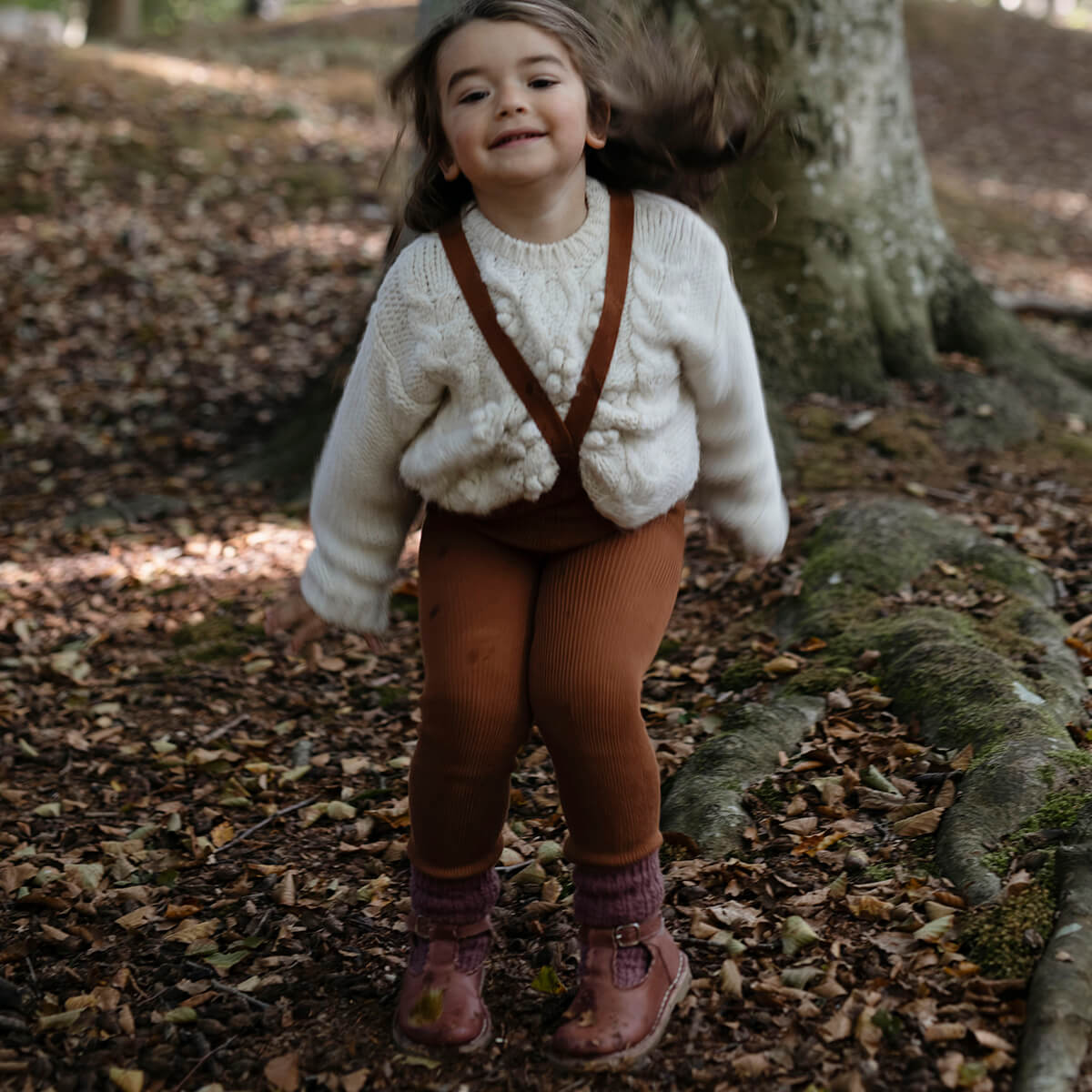 Footed Tights With Braces in Cinnamon by Silly Silas