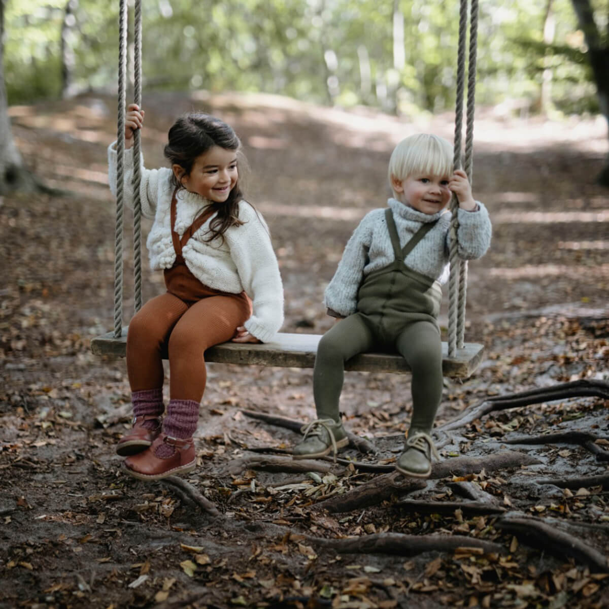 Footed Tights With Braces in Cinnamon by Silly Silas