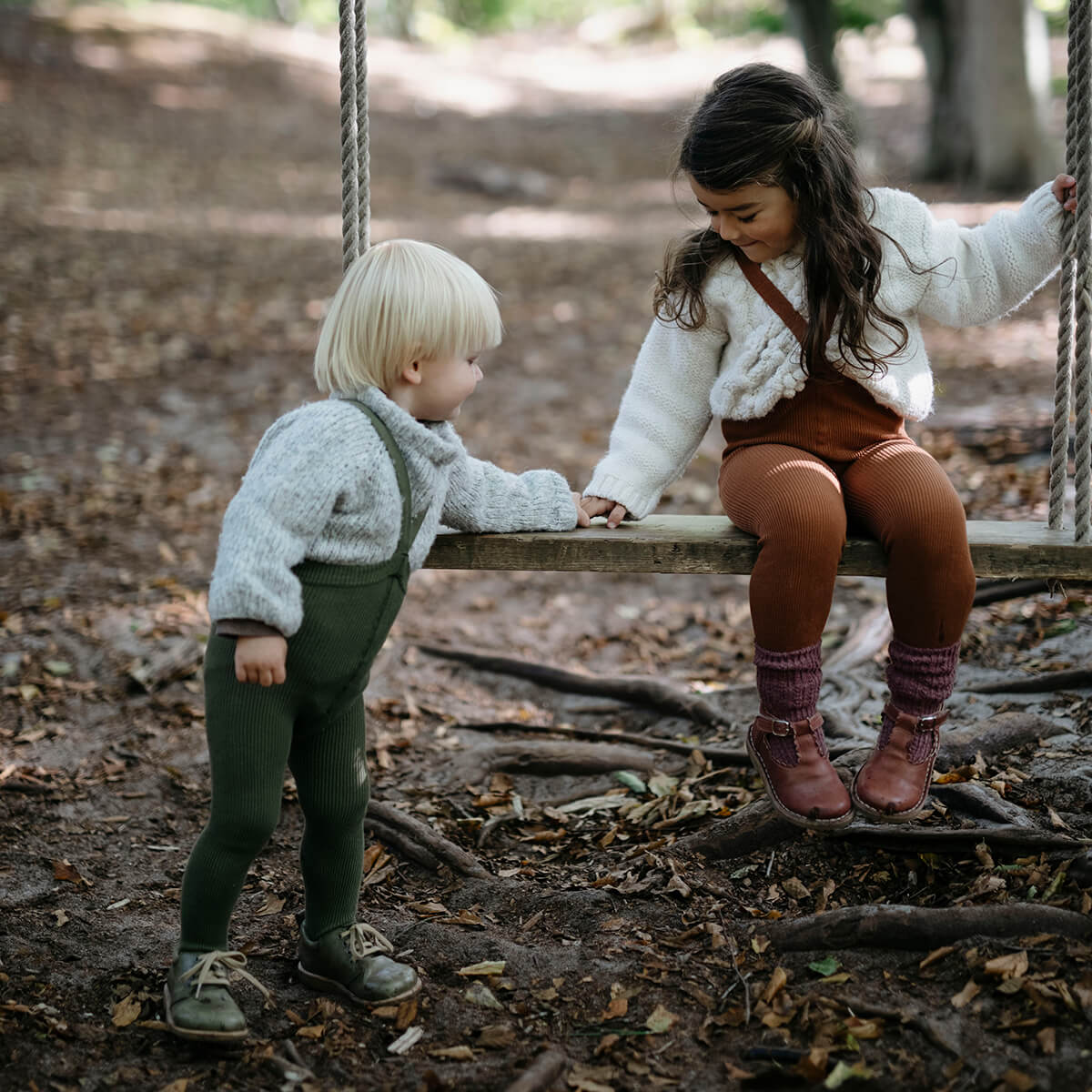 Footed Tights With Braces in Cinnamon by Silly Silas