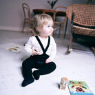 Footed Tights With Braces in Classic Black by Silly Silas