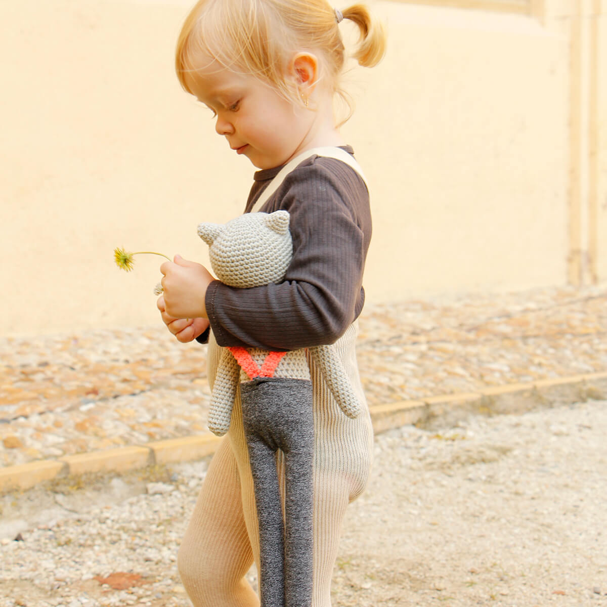 Footed Tights With Braces in Cream Blend by Silly Silas