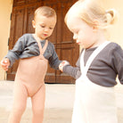 Footed Tights With Braces in Cream Blend by Silly Silas