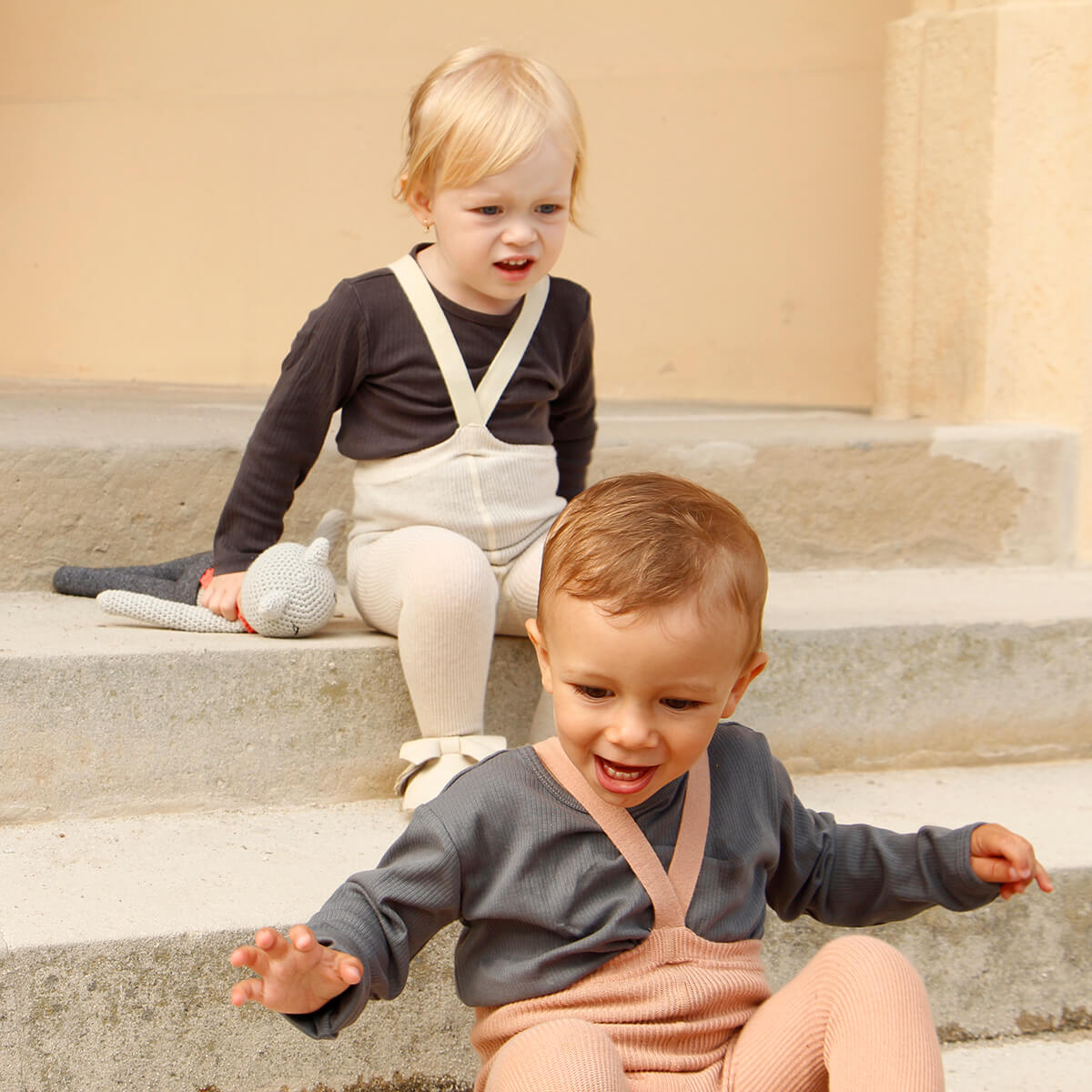 Footed Tights With Braces in Cream Blend by Silly Silas