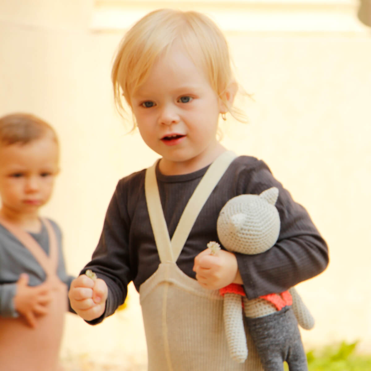 Footed Tights With Braces in Cream Blend by Silly Silas