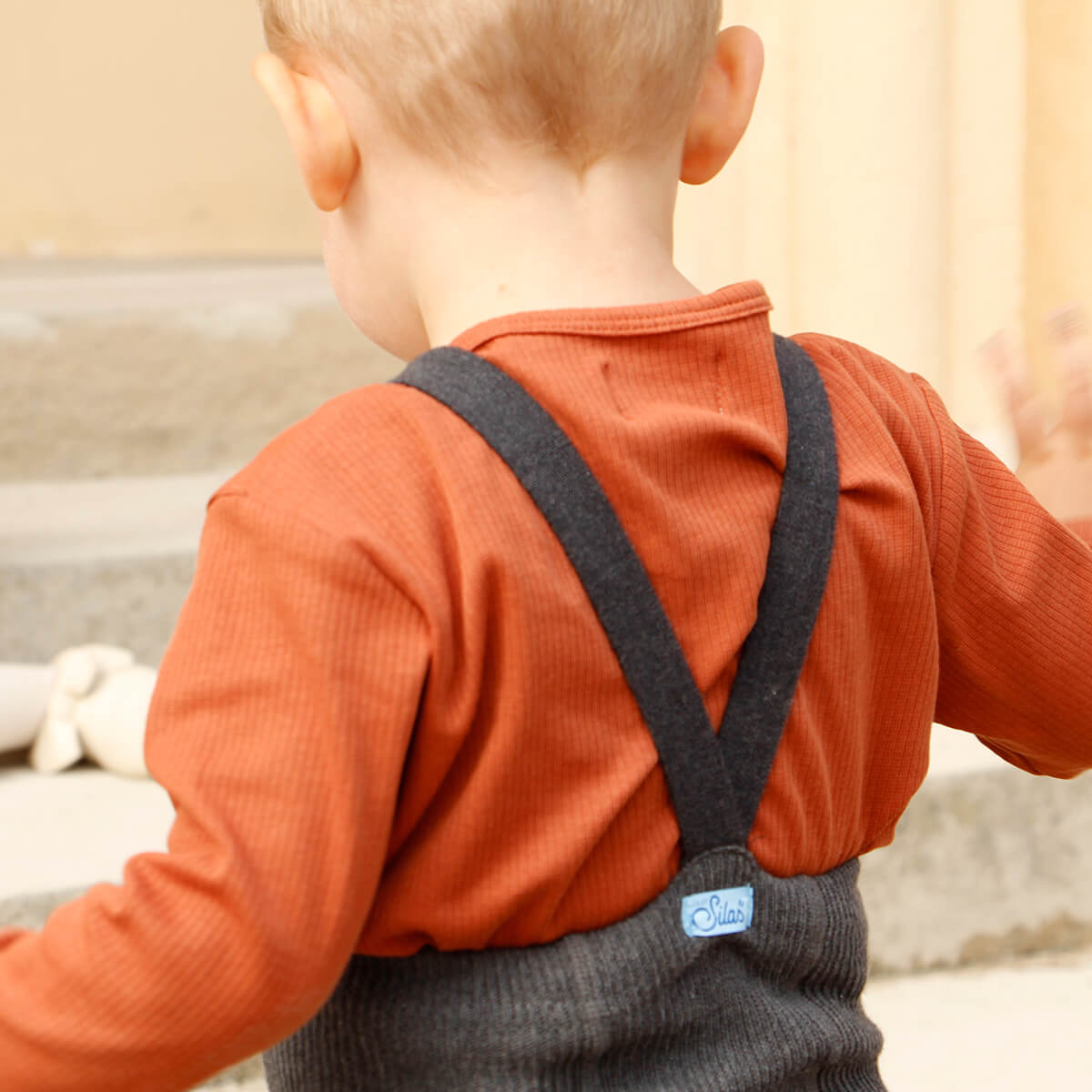 Footed Tights With Braces in Dark Grey Blend by Silly Silas