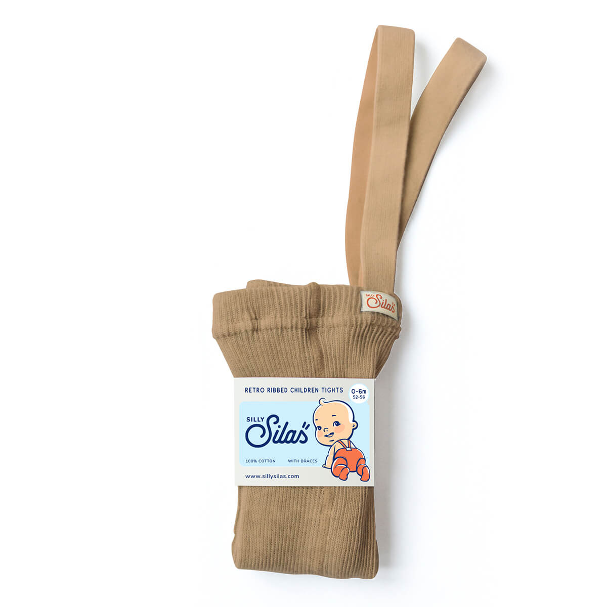 Footed Tights With Braces in Light Brown by Silly Silas