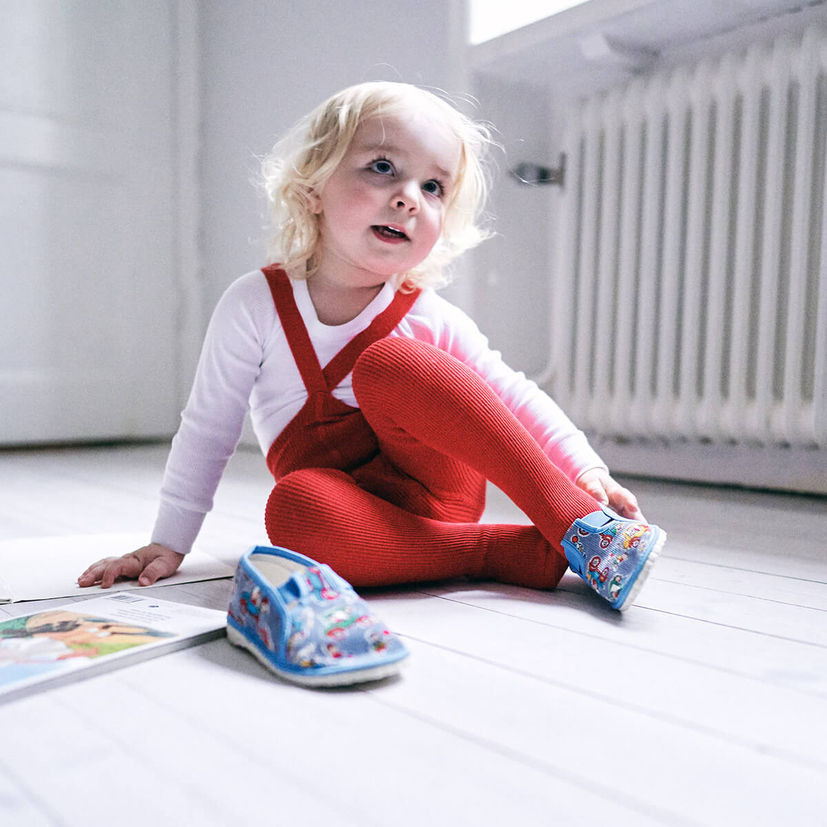 Footed Tights With Braces in Love Red by Silly Silas