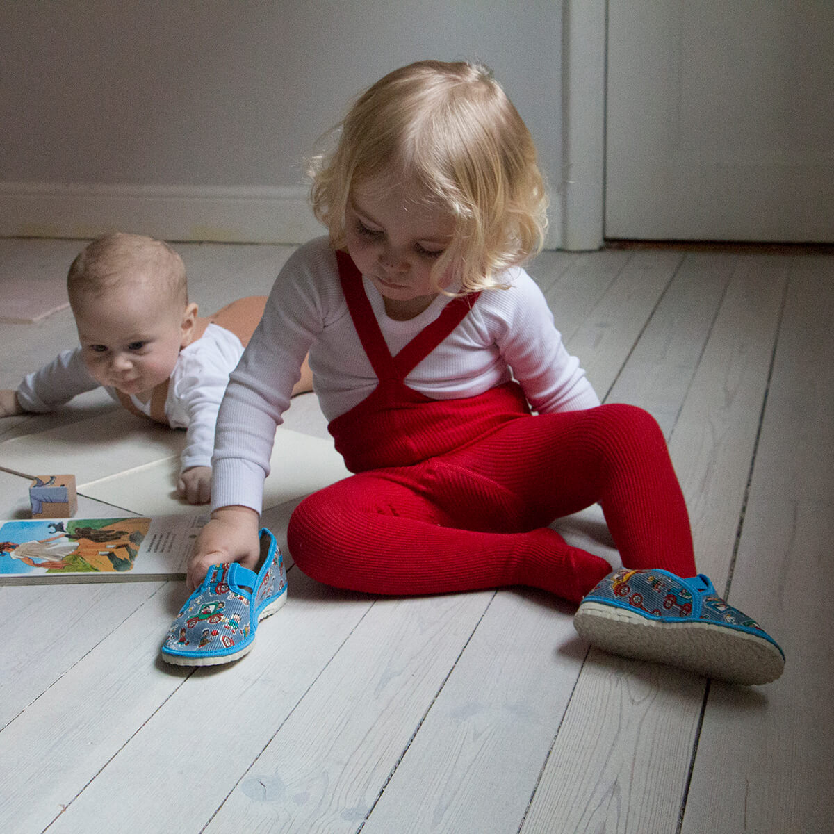 Footed Tights With Braces in Love Red by Silly Silas