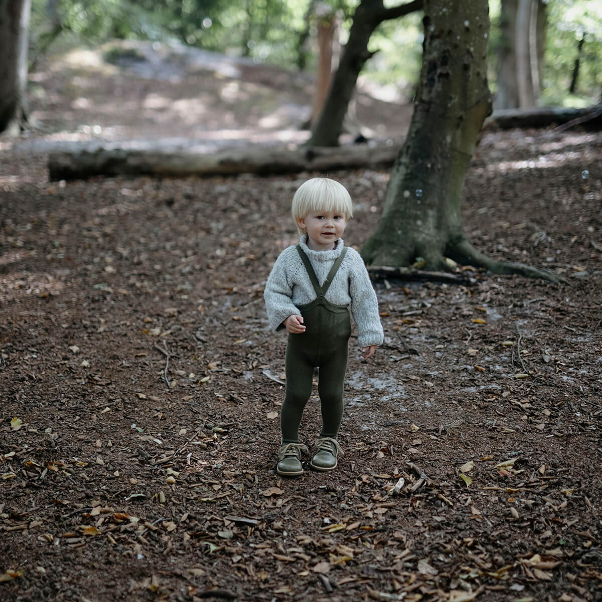 Footed Tights With Braces in Olive by Silly Silas