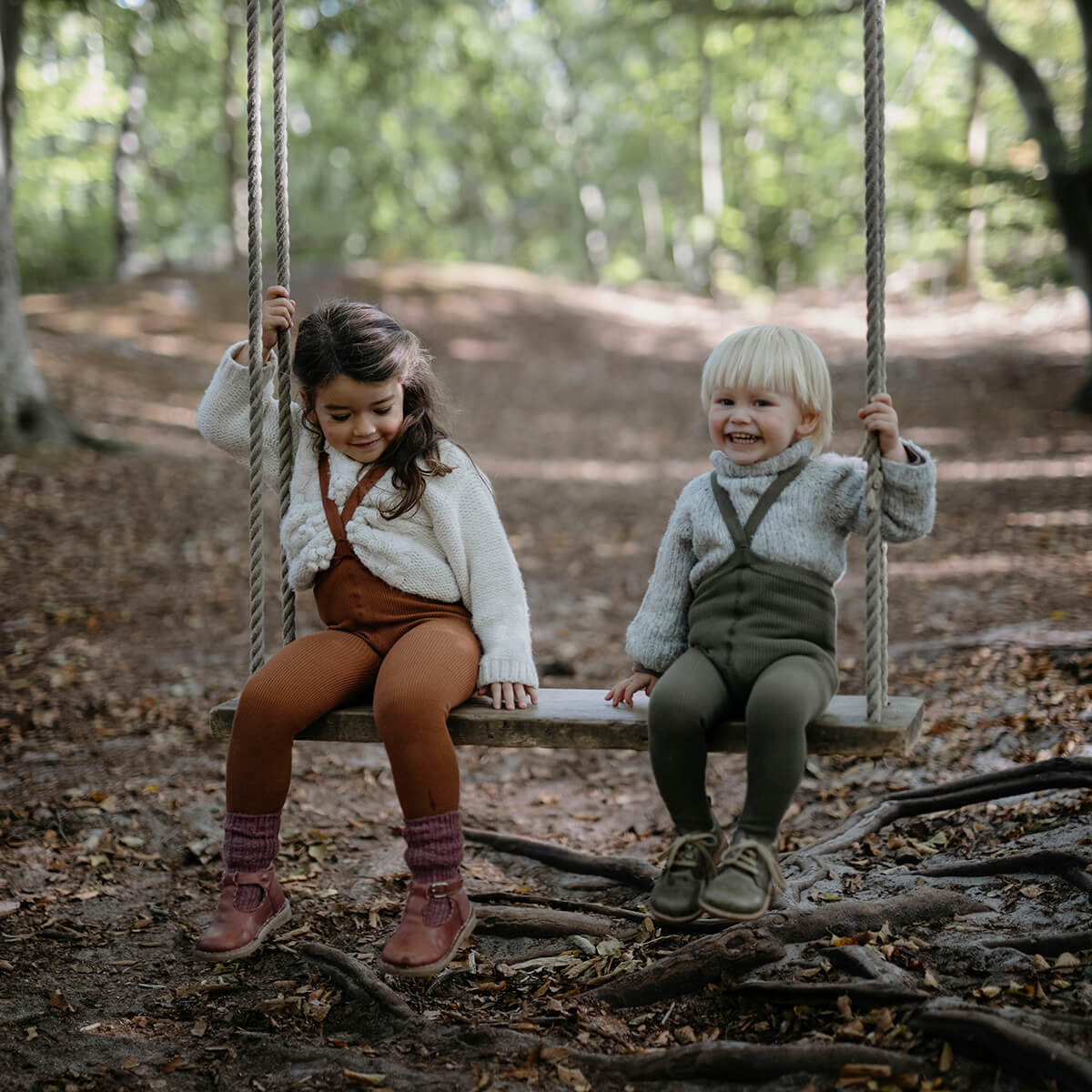 Footed Tights With Braces in Olive by Silly Silas