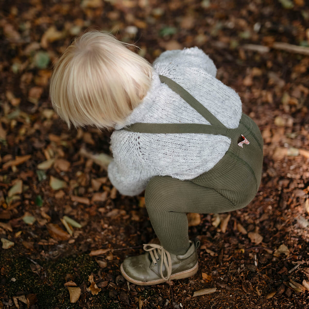Footed Tights With Braces in Olive by Silly Silas