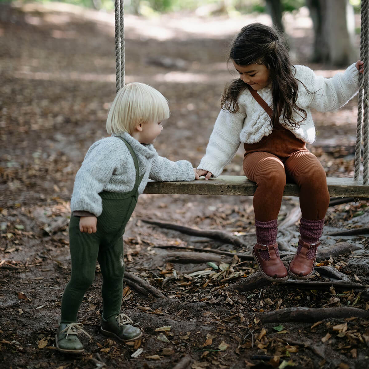 Footless Tights With Braces in Cinnamon by Silly Silas