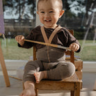 Footless Tights With Braces in Charcoaly Brown by Silly Silas