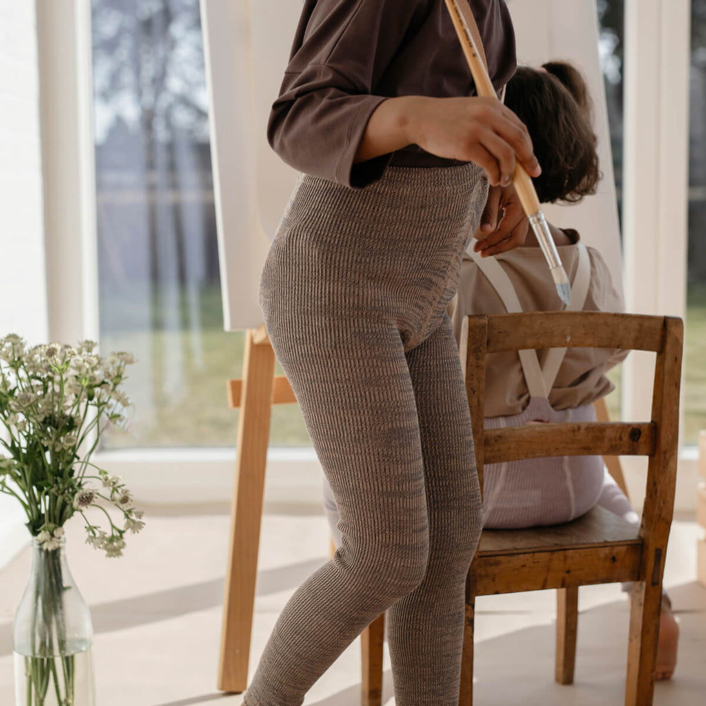 Footless Tights With Braces in Charcoaly Brown by Silly Silas