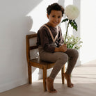 Footless Tights With Braces in Charcoaly Brown by Silly Silas