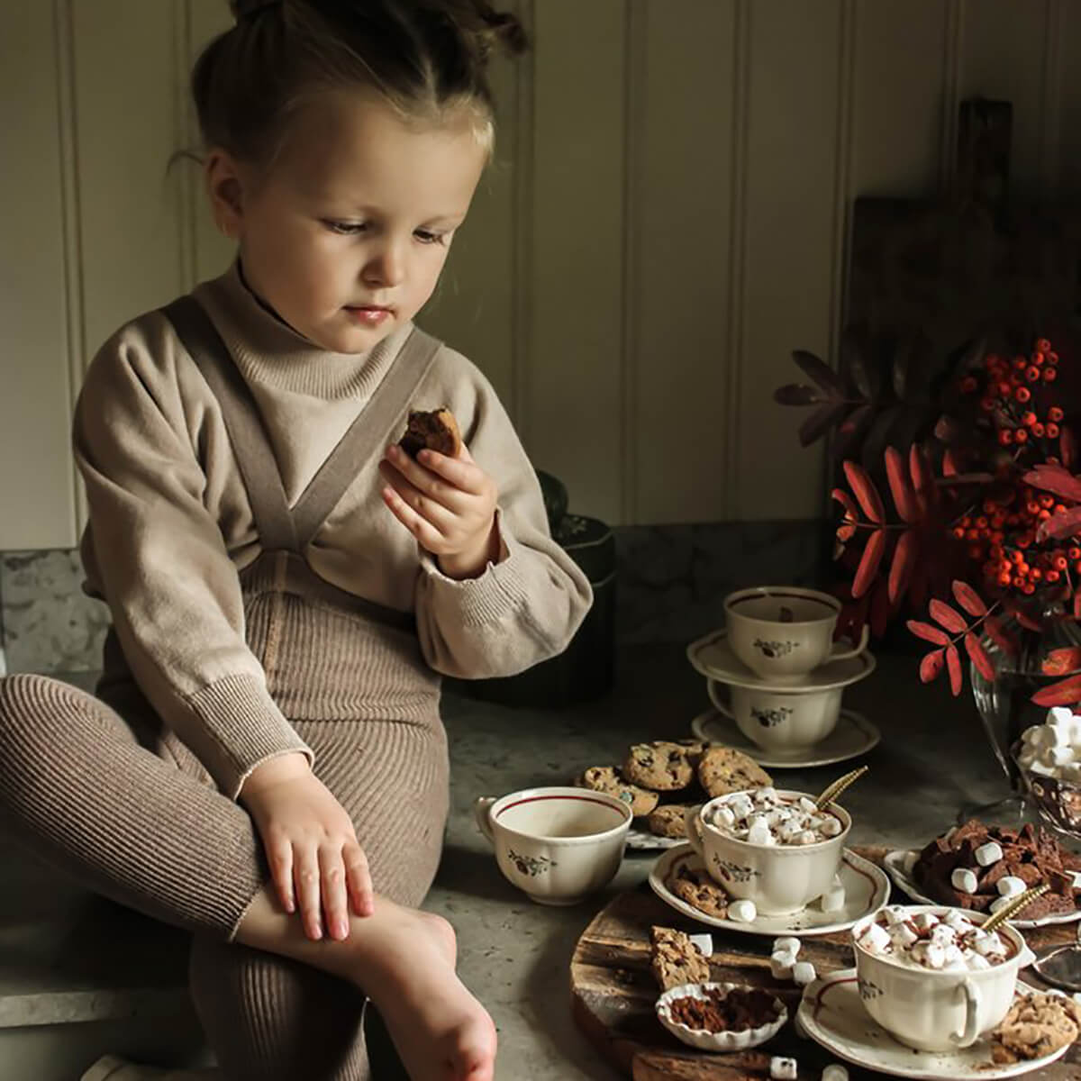 Footless Tights With Braces in Cacao Blend by Silly Silas