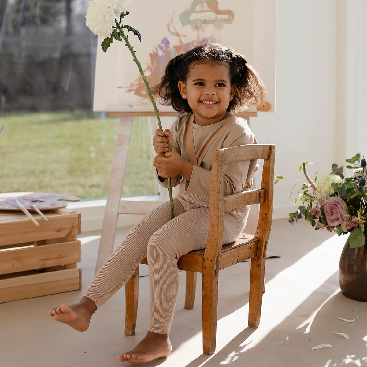 Footless Tights With Braces in Creamy Lavender by Silly Silas