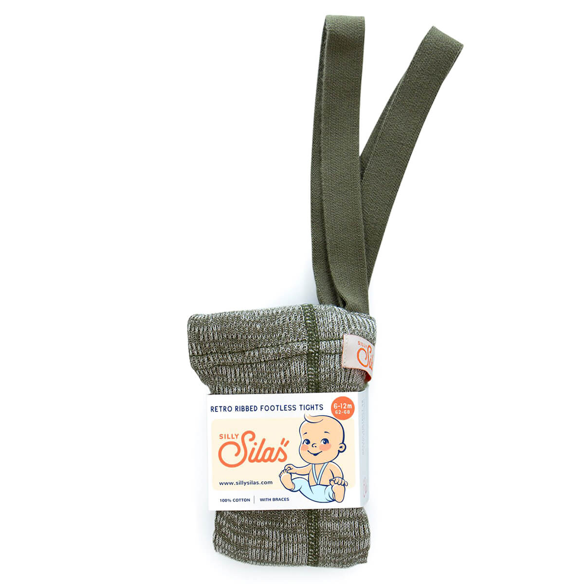 Footless Tights With Braces in Creamy Olive by Silly Silas