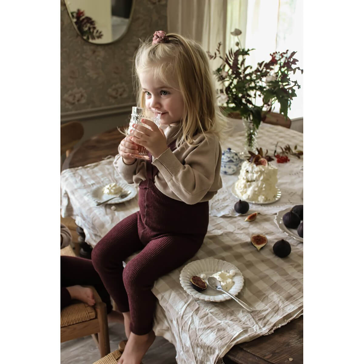 Footless Tights With Braces in Fig Blend by Silly Silas