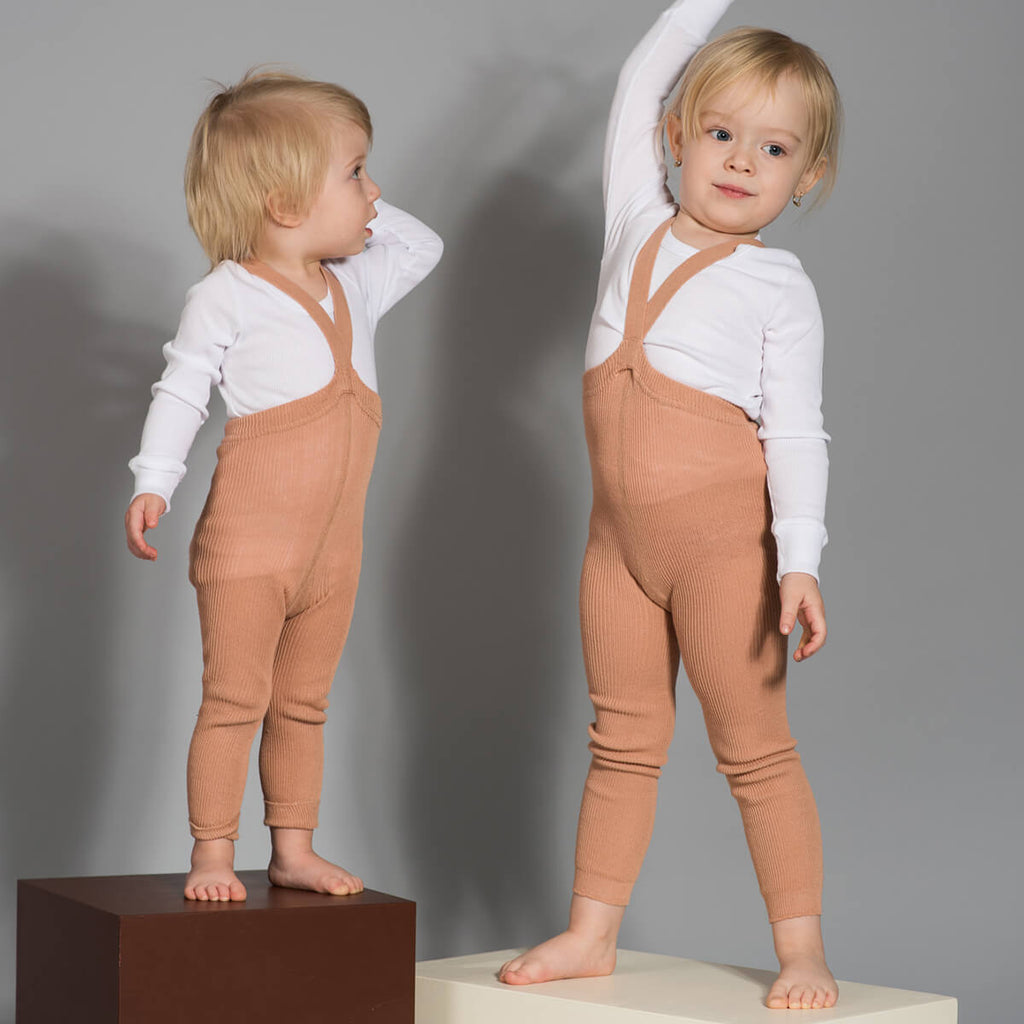 Footless Tights With Braces in Light Brown by Silly Silas