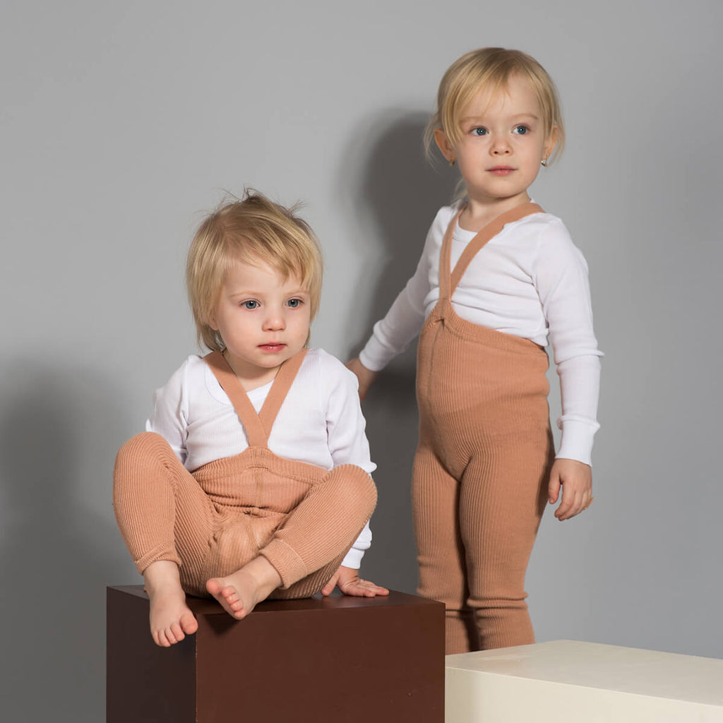 Footless Tights With Braces in Light Brown by Silly Silas