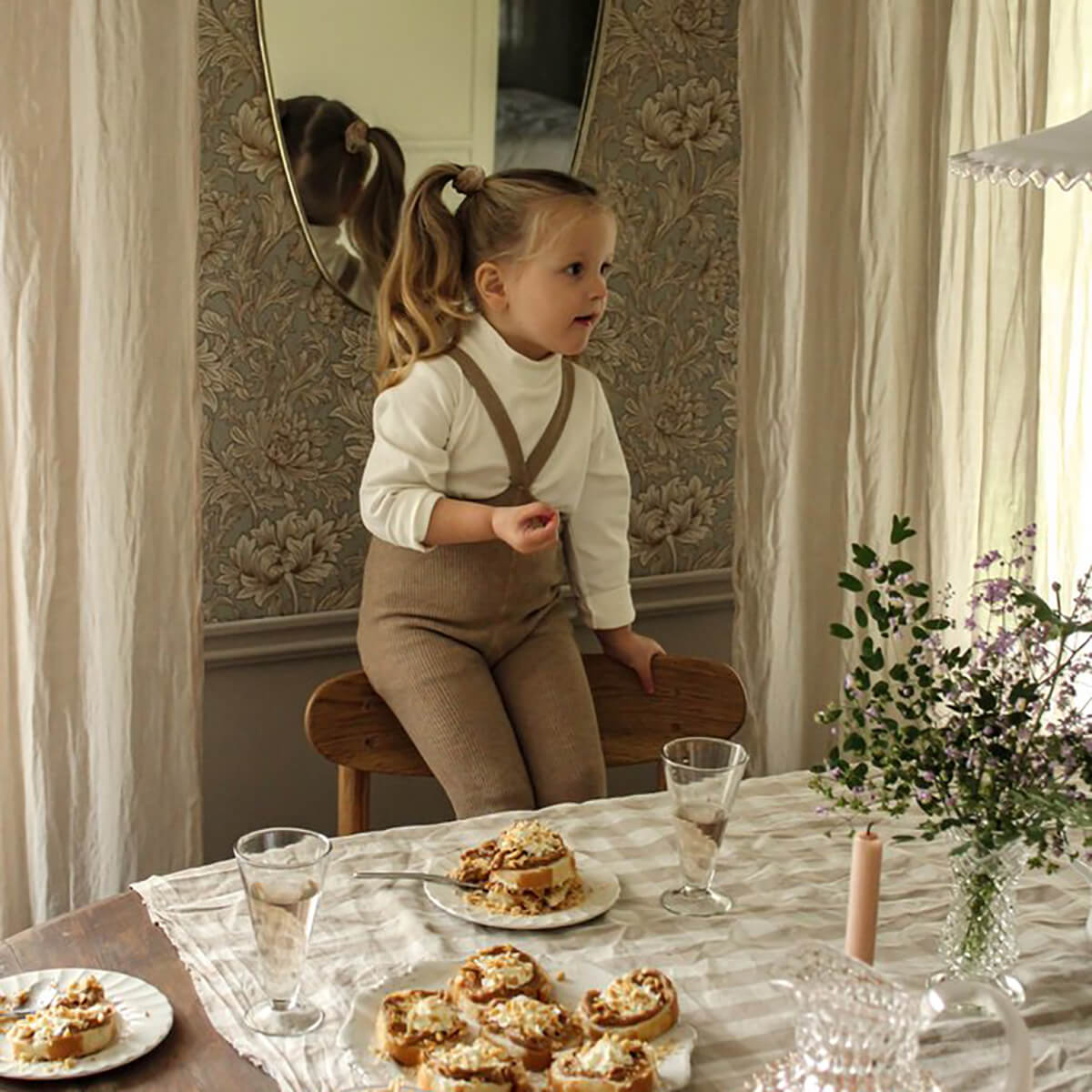 Footless Tights With Braces in Peanut Blend by Silly Silas