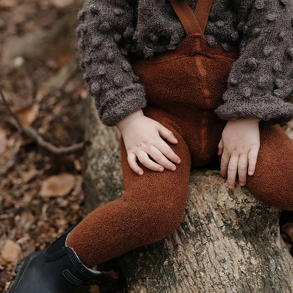 Teddy Warmy Footed Tights With Braces in Cinnamon by Silly Silas