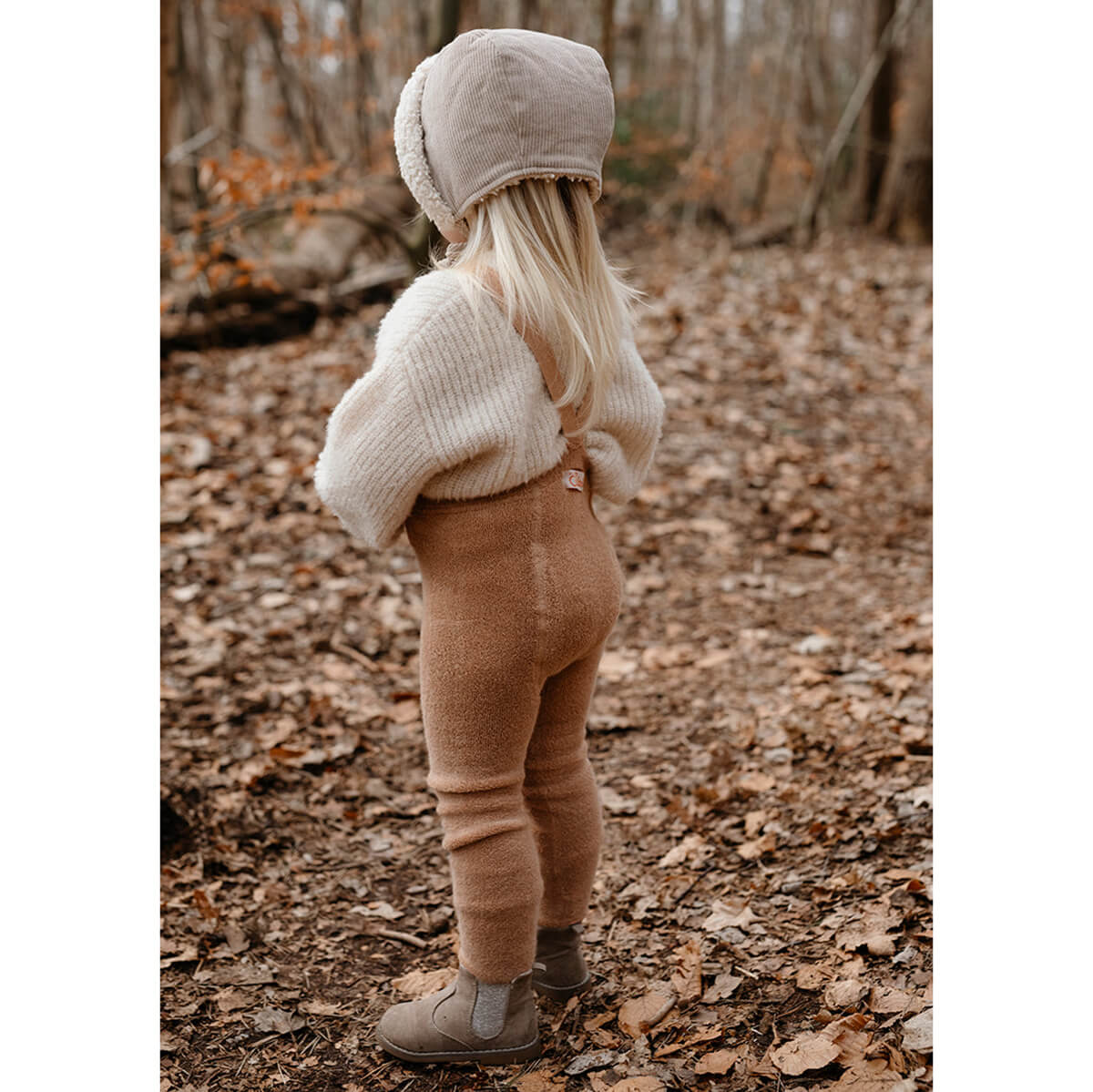 Teddy Warmy Footed Tights With Braces in Light Brown by Silly Silas