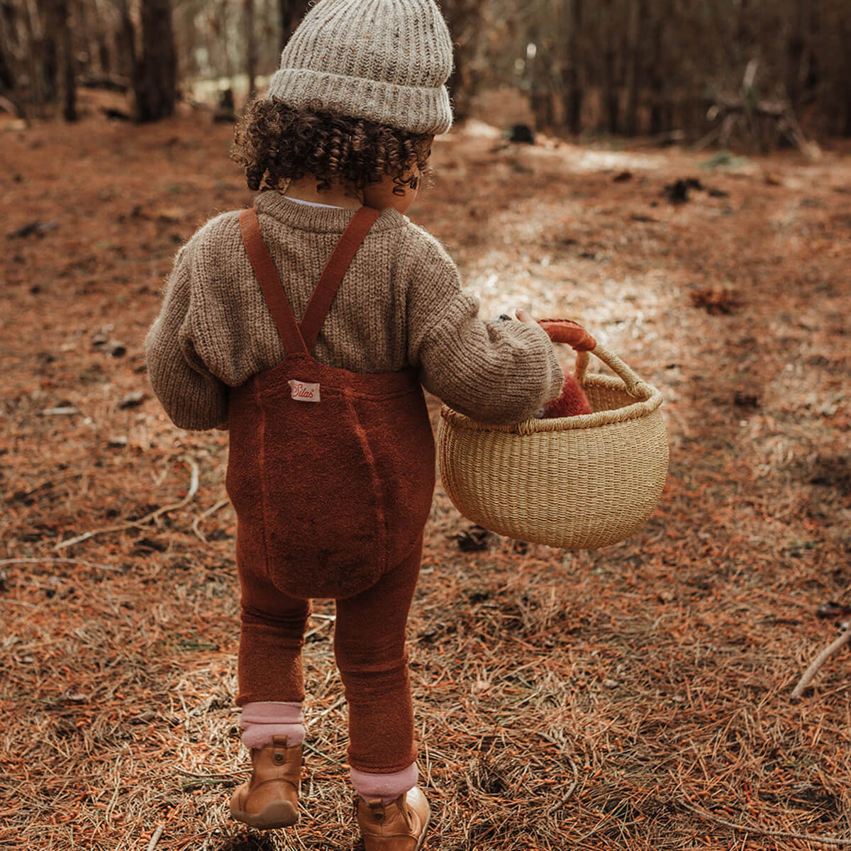 Teddy Warmy Footless Tights With Braces in Cinnamon by Silly Silas