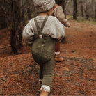 Teddy Warmy Footless Tights With Braces in Olive by Silly Silas