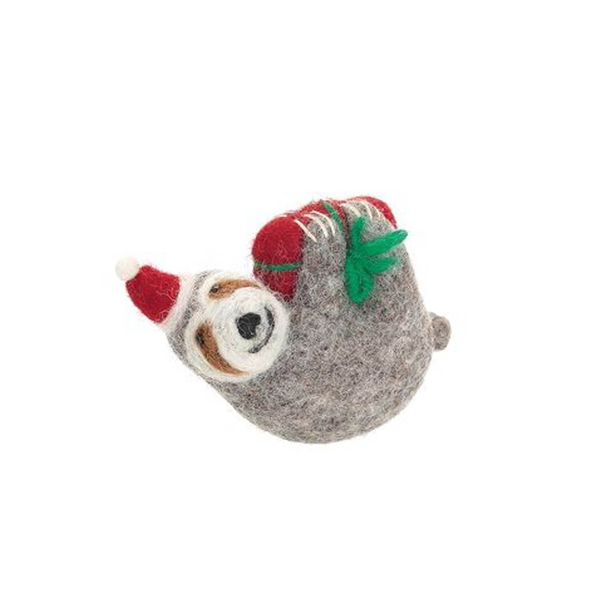 Sloth With Present Felt Hanging Tree Decoration by Amica