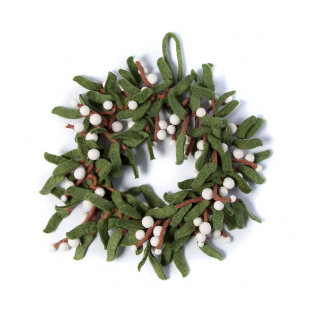 Small Mistletoe Wreath Hanging Christmas Decoration by Amica