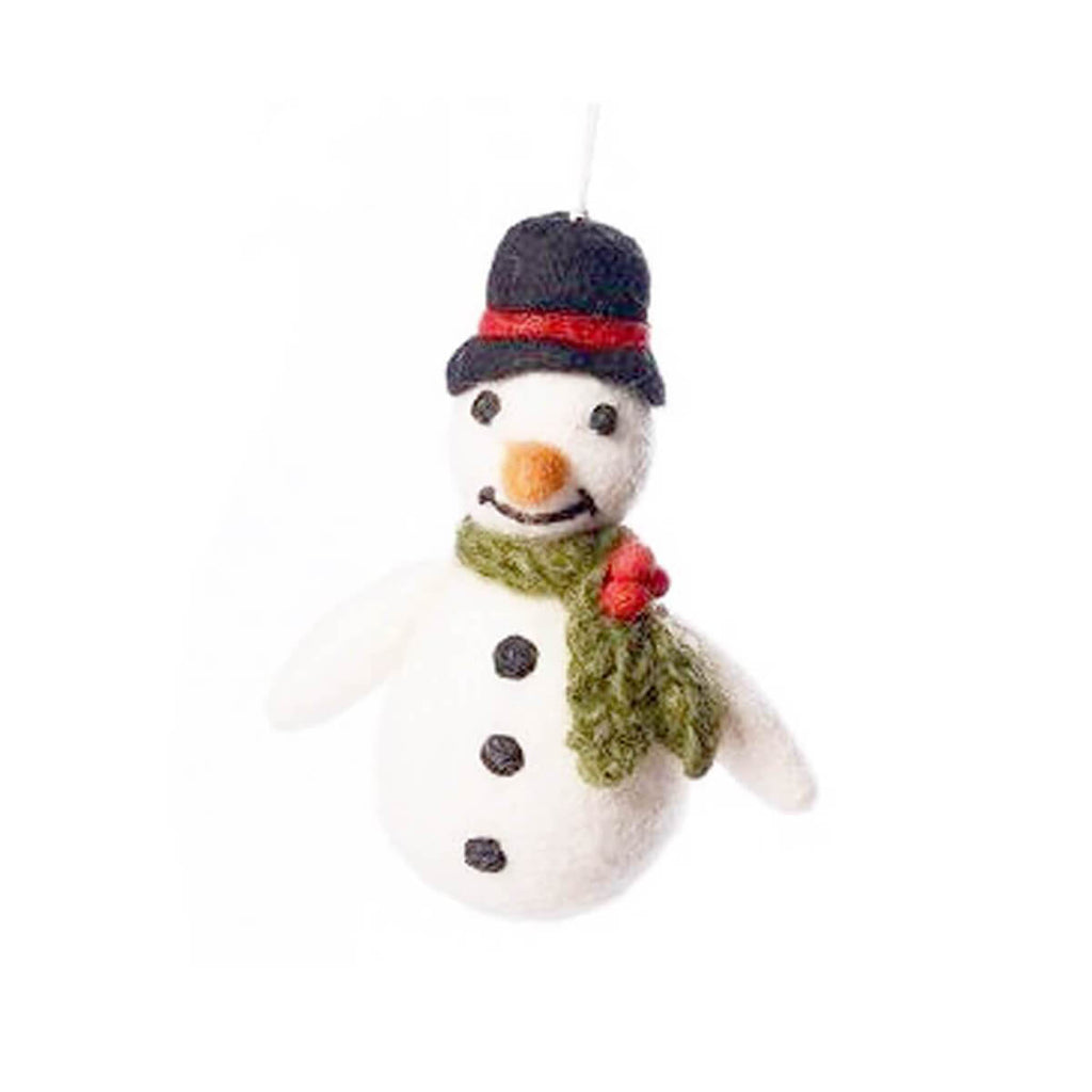 Snowman With Holly Scarf Hanging Christmas Decoration by Amica