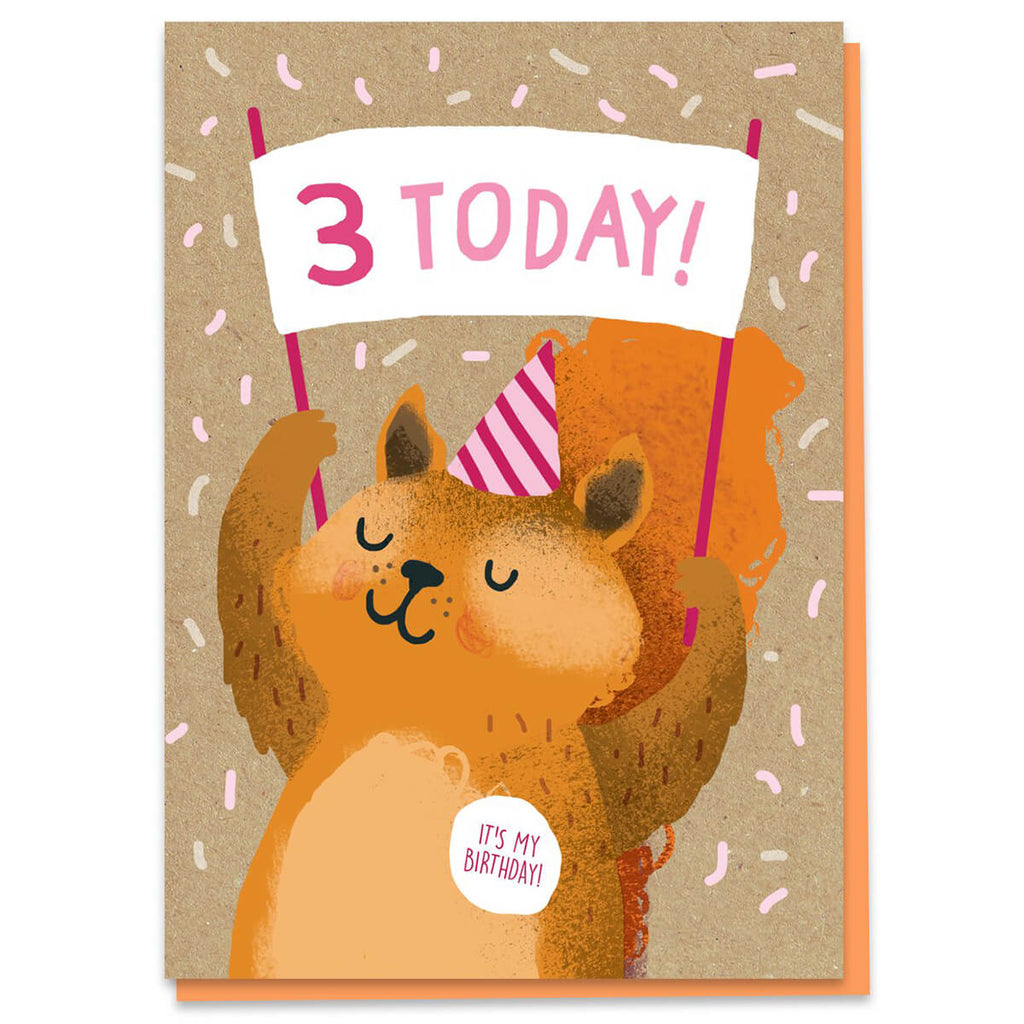 3rd Birthday Squirrel Greetings Card by Stormy Knight