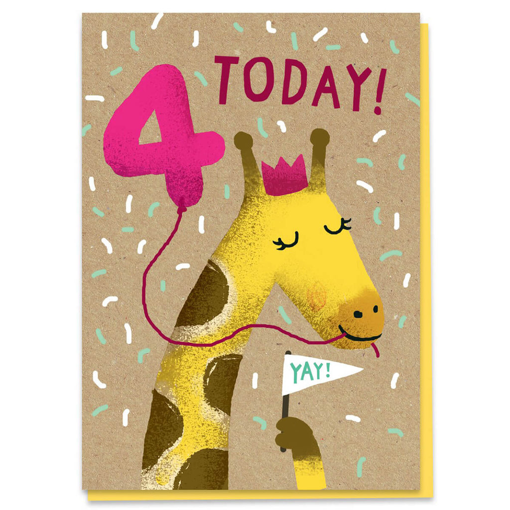 4th Birthday Giraffe Greetings Card by Stormy Knight