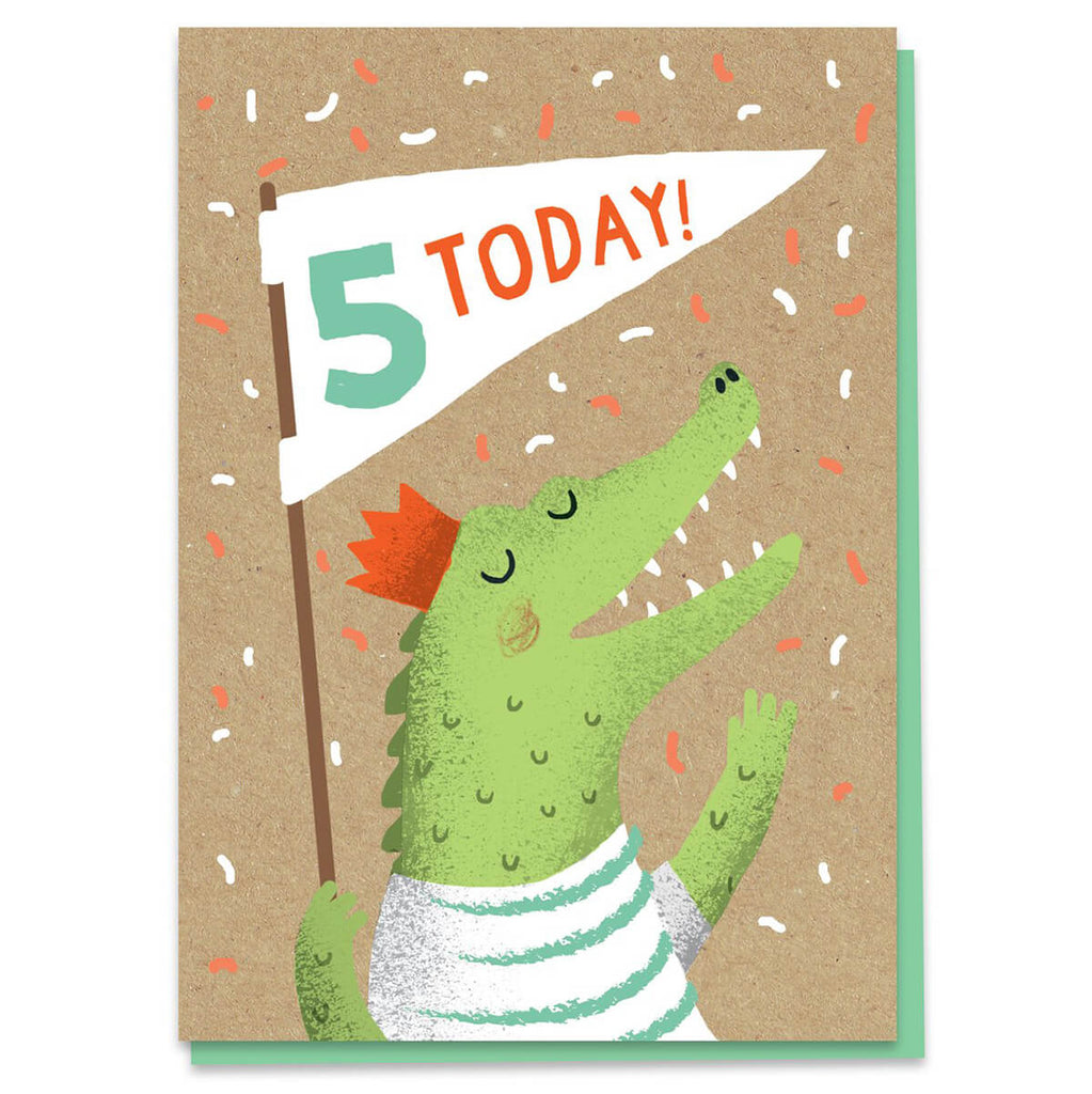 5th Birthday Crocodile Greetings Card by Stormy Knight