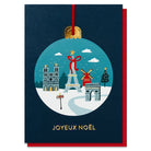 Paris In The Snow Bauble Christmas Greetings Card by Stormy Knight