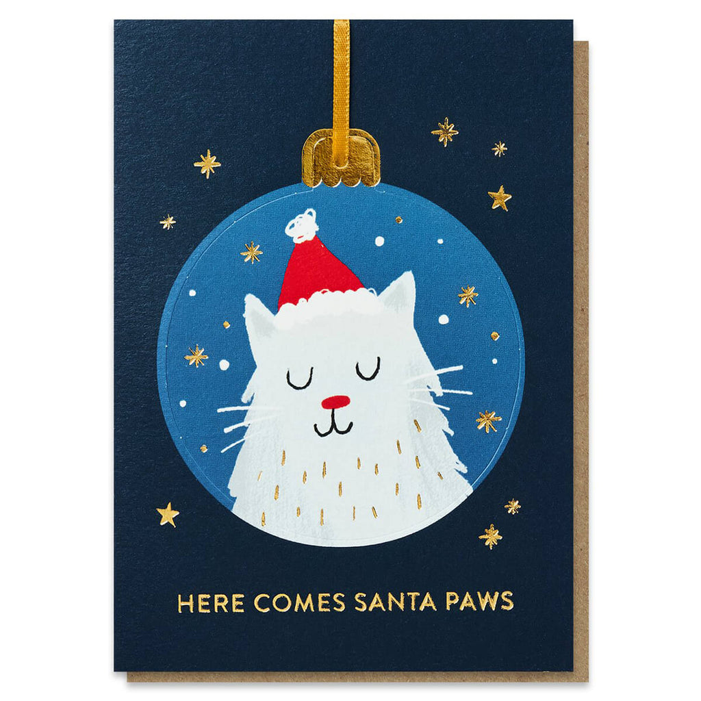 Santa Paws Bauble Christmas Greetings Card by Stormy Knight