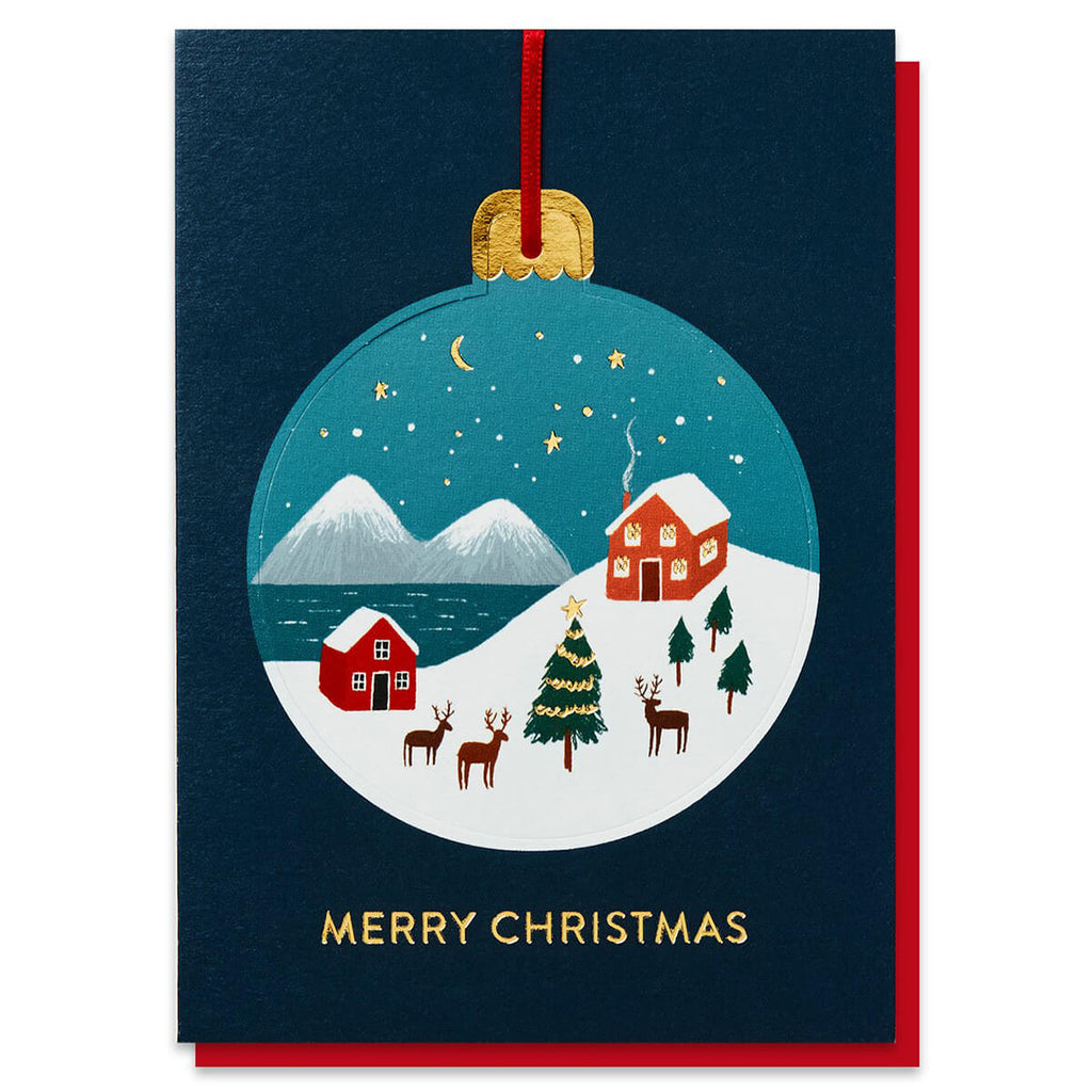 Winter Wonderland Bauble Christmas Greetings Card by Stormy Knight