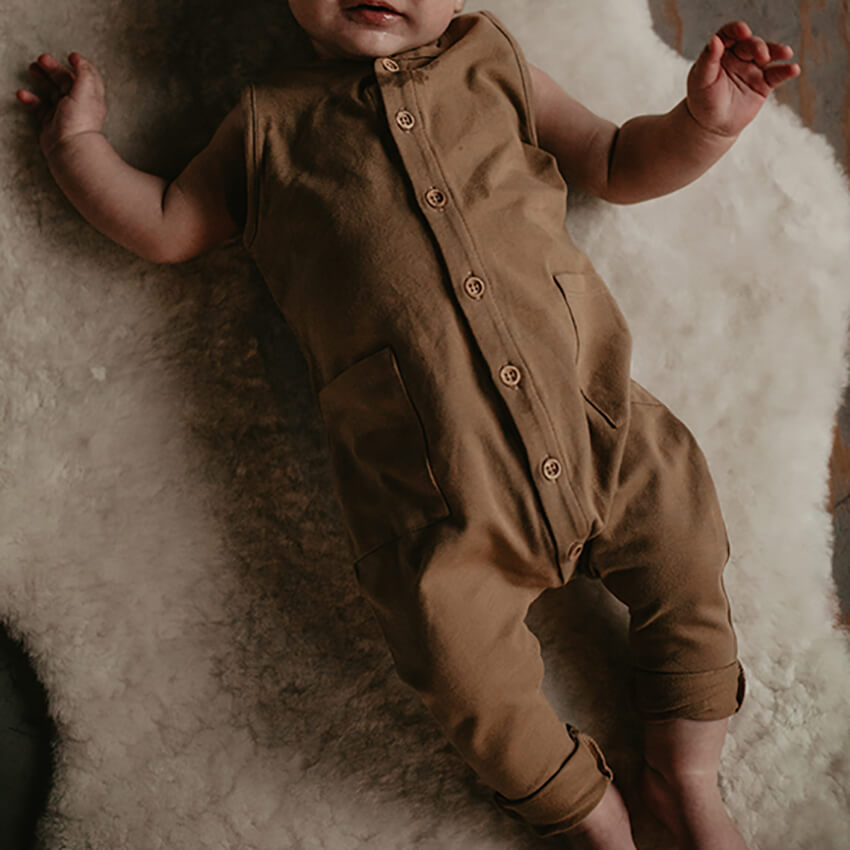 The Free-Range Playsuit in Walnut by The Simple Folk