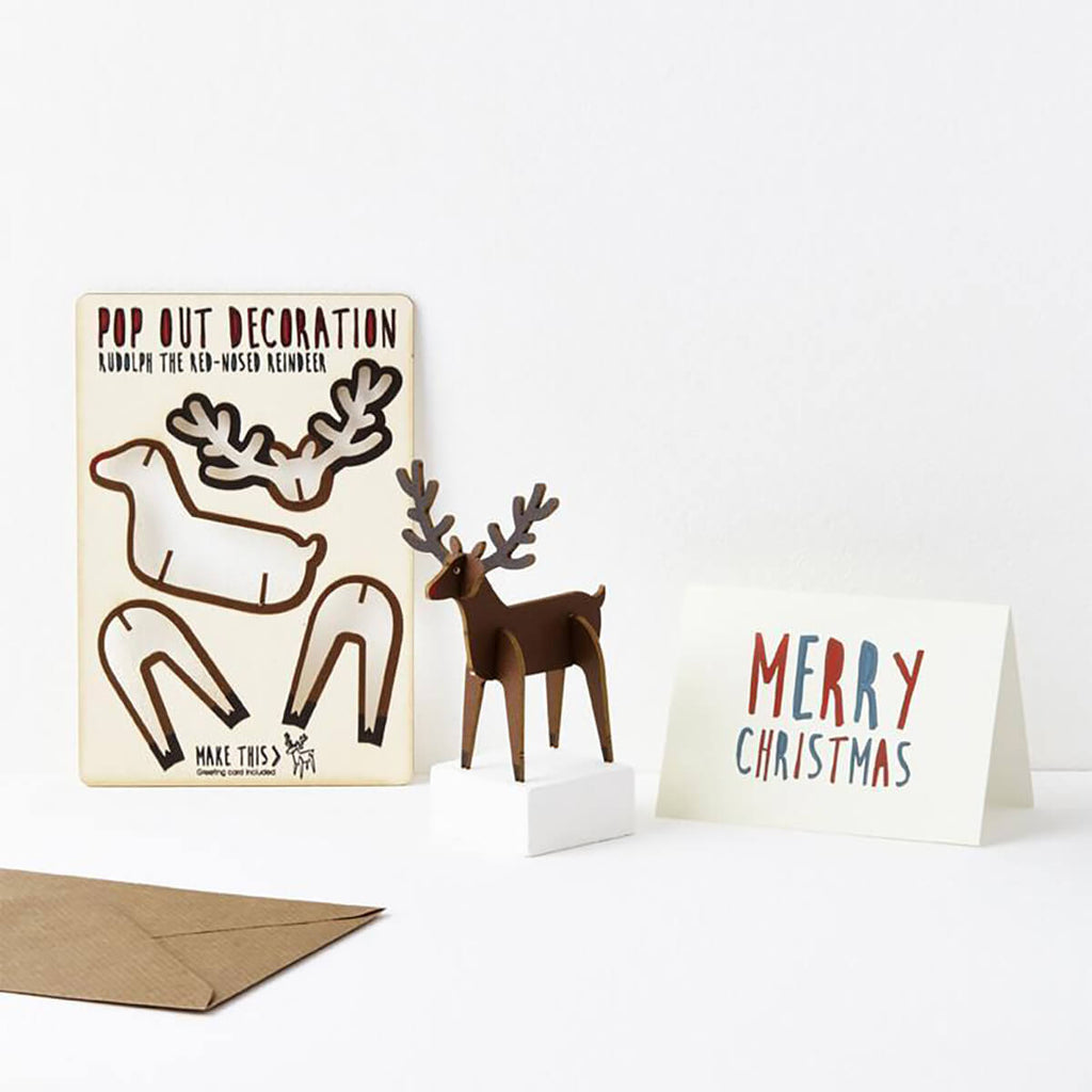 Rudolph Pop Out Decoration And Christmas Card by The Pop Out Card Company